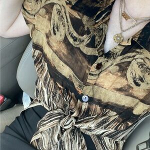 Vintage Inspired Gideon Oberson Abstract Print Blouse | Size 44 (M)